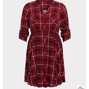 Red plaid shirt dress torrid 2X